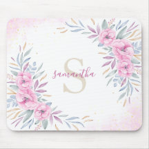 Monogramm Rosa Blume Aquarell Niedlich Boho