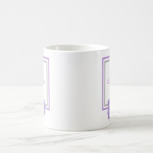 Monogramm Rosa Blume Blau Kaffeetasse (Mittel)