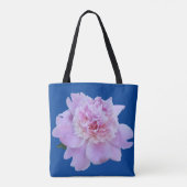 Monogramm Rosa Blume Blau Tasche (Rückseite)
