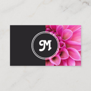 Monogramm Rosa Blume Florist Hochzeitsplaner grau Visitenkarte