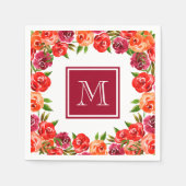 Monogramm Rosa Blume Serviette (Vorderseite)