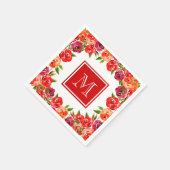 Monogramm Rosa Blume Serviette (Ecke)