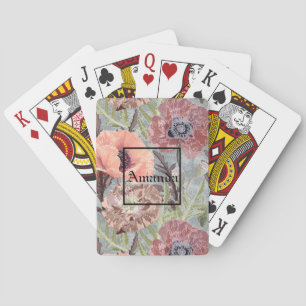 Monogramm rosa Blume Spielkarten