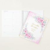 Monogramm Rosa Blume Wasserfarben Elegant Groß Planer (Anzeige)
