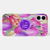 Monogramm Rosa Blumen Case-Mate iPhone Hülle (Rückseite (Horizontal))