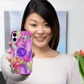 Monogramm Rosa Blumen iPhone Hülle
