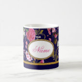 Monogramm-rosa Blumen Kaffeetasse (Mittel)