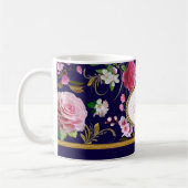 Monogramm-rosa Blumen Kaffeetasse (Links)