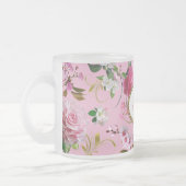 Monogramm-rosa Blumen Mattglastasse (Links)