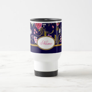 Monogramm-rosa Blumen Reisebecher