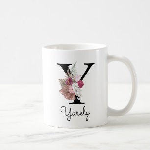 Monogramm Rosa Blumeninitial W Kaffee Y Kaffeetasse