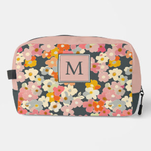 Monogramm Rosa Blumeninitiale Waschbeutel