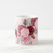 Monogramm Rosa Blumenmuster Kaffeetasse (Mittel)