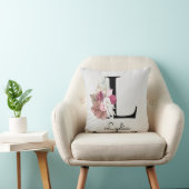 Monogramm Rosa Boho Blumen Initiale L Kissen (Stuhl )