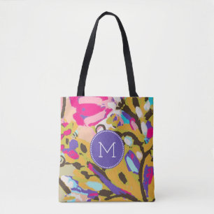 Monogramm   rosa Boho Blumeni Tasche