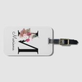 Monogramm Rosa Boho Mädchen Blumen Initiale M Gepäckanhänger (Vorderseite (Horizontal))