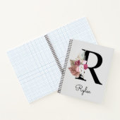 Monogramm Rosa Boho Mädchenhaft Florales Anfangs-R Notizblock (Innenseite)