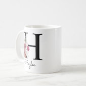 Monogramm Rosa Boho Mädchenhaft Florales Initial H Kaffeetasse (Vorderseite Links)