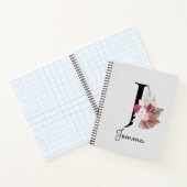 Monogramm Rosa Boho Mädchenhaft Florales Initial J Notizblock (Innenseite)