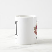 Monogramm Rosa Boho Mädchenhaft Florales Initial M Kaffeetasse (Mittel)