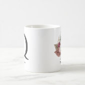 Monogramm Rosa Boho Mädchenhaft Florales Initial Q Kaffeetasse (Mittel)
