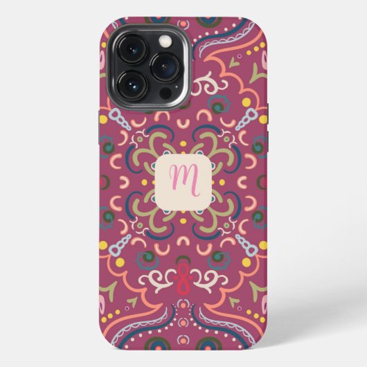Monogramm Rosa & Bunt iPhone Hülle (Rückseite)
