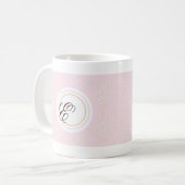 Monogramm-rosa Damast-Kaffee-Tasse Kaffeetasse (Vorderseite Links)