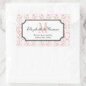 Monogramm rosa Damastrahmen aus Stadtgeschenktasch Rechteckiger Aufkleber (Tasche)
