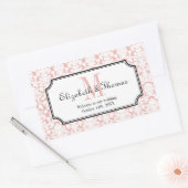 Monogramm rosa Damastrahmen aus Stadtgeschenktasch Rechteckiger Aufkleber (Umschlag)