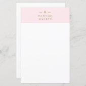 Monogramm Rosa | Elegant Gold Stationary (Vorne/Hinten)