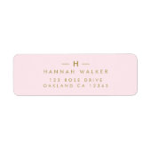 Monogramm Rosa | Elegante Gold-Rücksendeadresse (Vorne)