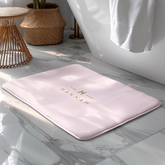 Monogramm Rosa | Elegantes Gold Minimalistisch Badematte