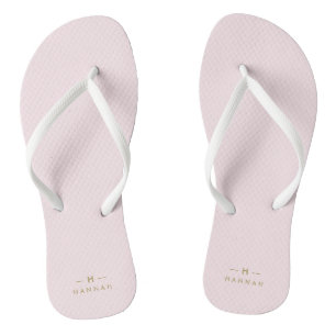 Monogramm Rosa   Elegantes Gold Minimalistisch Badesandalen