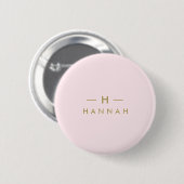 Monogramm Rosa | Elegantes Gold Minimalistisch Button (Vorne & Hinten)