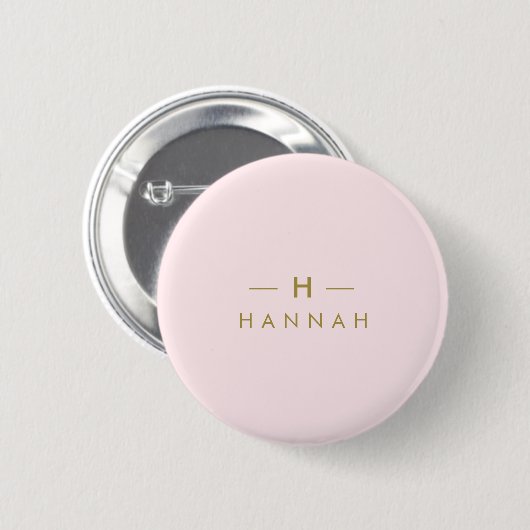 Monogramm Rosa | Elegantes Gold Minimalistisch Button (Vorne & Hinten)