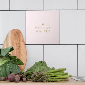 Monogramm Rosa | Elegantes Gold Minimalistisch Fliese