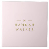 Monogramm Rosa | Elegantes Gold Minimalistisch Fliese (Vorderseite)