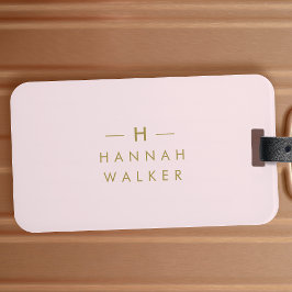 Monogramm Rosa | Elegantes Gold Minimalistisch Gepäckanhänger