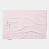 Monogramm Rosa | Elegantes Gold Minimalistisch Geschirrtuch (Horizontal)