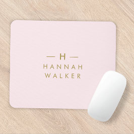 Monogramm Rosa | Elegantes Gold Minimalistisch Mousepad