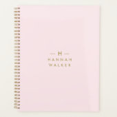 Monogramm Rosa | Elegantes Gold Minimalistisch Planer (Vorderseite)