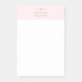 Monogramm Rosa | Elegantes Gold Minimalistisch Post-it Klebezettel (Vorderseite)