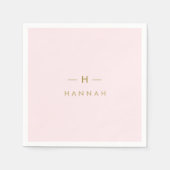 Monogramm Rosa | Elegantes Gold Minimalistisch Serviette (Vorderseite)