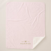 Monogramm Rosa | Elegantes Gold Minimalistisch Sherpadecke (Vorderseite)