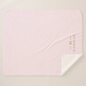 Monogramm Rosa | Elegantes Gold Minimalistisch Sherpadecke (Vorderseite (Horizontal))