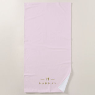 Monogramm Rosa   Elegantes Gold Minimalistisch Strandtuch