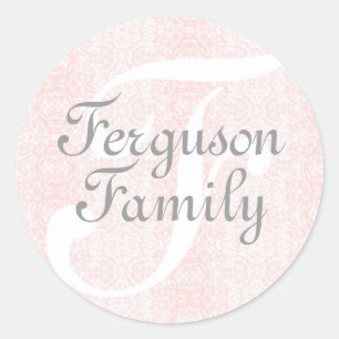 Monogramm-(rosa) Familien-Aufkleber Runder Aufkleber
