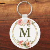 Monogramm Rosa Farbe Schlüsselanhänger (Vorderseite)