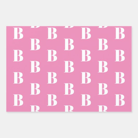 Monogramm Rosa Farbtöne benutzerdefinierte Anfangs Geschenkpapier Set (Vorderseite 2)