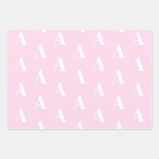 Monogramm Rosa Farbtöne benutzerdefinierte Anfangs Geschenkpapier Set (Vorderseite)
